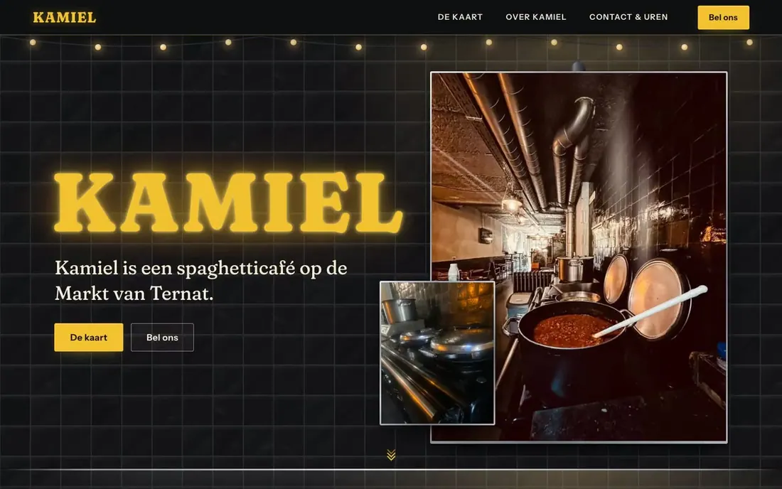 De nieuwe website van Kamiel, ontworpen door Binary Bridge